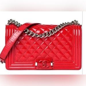 Chanel new Meduim red patent boy bag